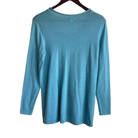 J Jill Women‎ Sweater S Turquoise Lightweight Merino Wool Workwear Quiet Luxury - Picture 3 of 10